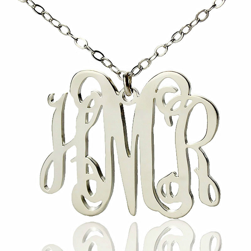 Taylor Swift Style Personalized Monogram Necklace Silver